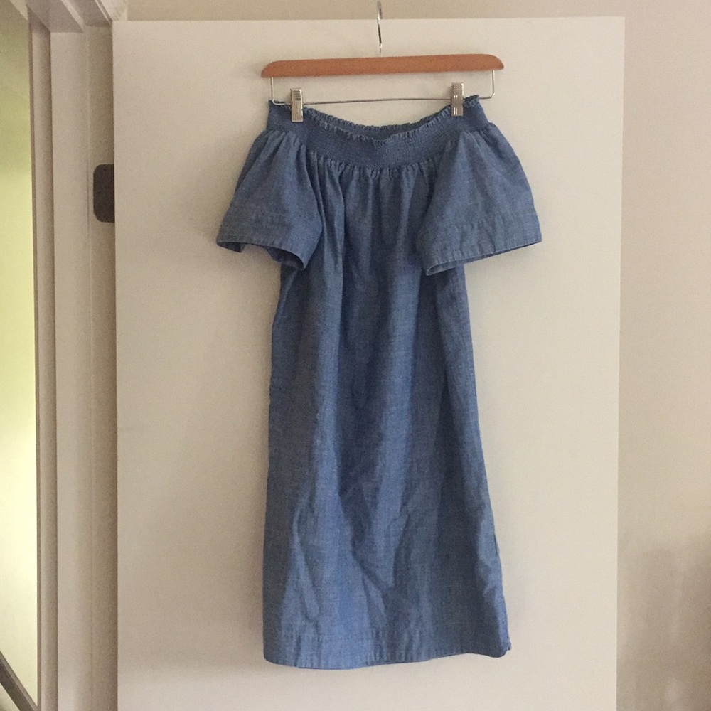 Chambray off the shoulder J Crew dress
